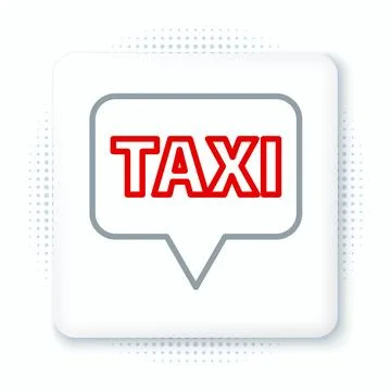 Line Map pointer with taxi icon isolated on white background. Location symbol Stock Illustration