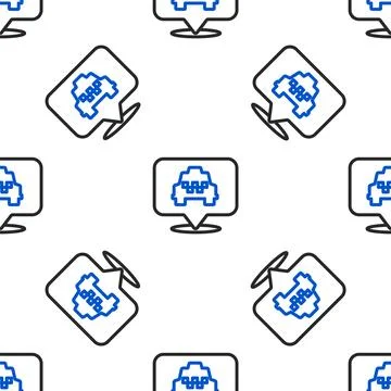Line Map pointer with taxi icon isolated seamless pattern on white backgrou.. Stock Illustration