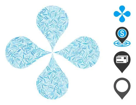 Line Map Pointers Icon Vector Collage 스톡 일러스트