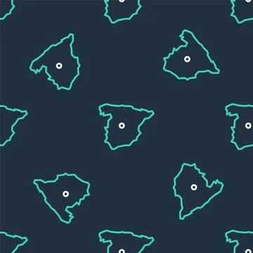 Line Map of Spain icon isolated seamless pattern on black background. Vector Stock Illustration