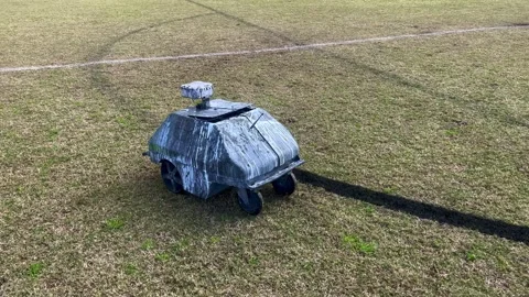 Line marking robot mark lines in soccer field Stock Footage 315548052