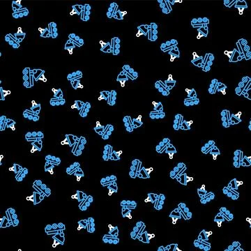 Line Mars rover icon isolated seamless pattern on black background. Space rover Stock Illustration