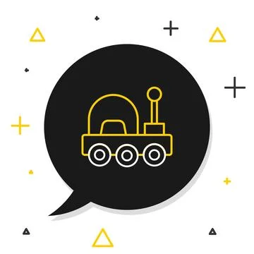 Line Mars rover icon isolated on white background. Space rover. Moonwalker .. Stock Illustration