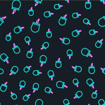 Line Mate tea icon isolated seamless pattern on black background. Vector Illustrazione stock