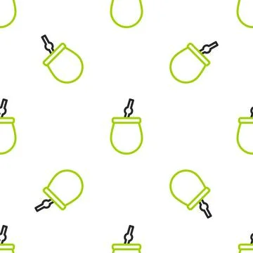 Line Mate tea icon isolated seamless pattern on white background.  Vector Illustrazione stock