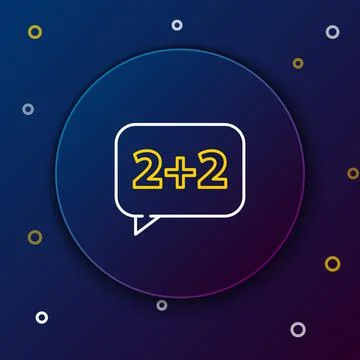 Line Math system of equation solution on speech bubble icon isolated on blue Stock Illustration