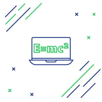 Line Math system of equation solution on laptop icon isolated on white イラスト素材