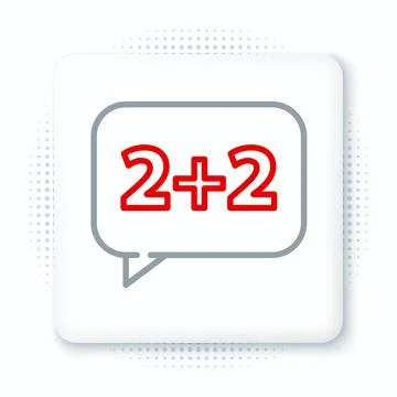 Line Math system of equation solution on speech bubble icon isolated on white Stock Illustration