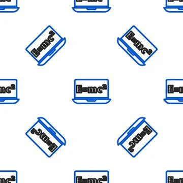 Line Math system of equation solution on laptop icon isolated seamless pattern Stock Illustration