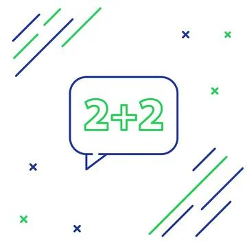 Line Math system of equation solution on speech bubble icon isolated on white Stock Illustration