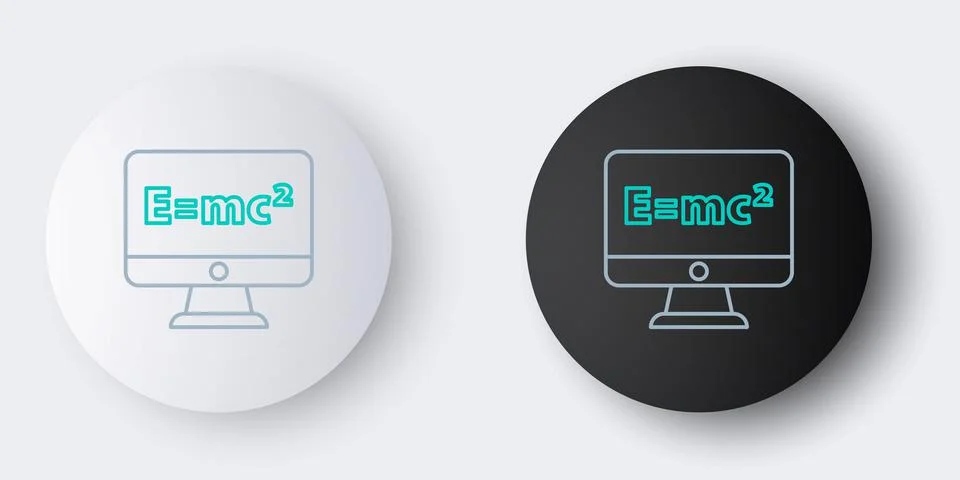 Line Math system of equation solution on computer monitor icon isolated on grey Illustrazione stock