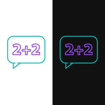 Line Math system of equation solution on speech bubble icon isolated on white Illustrazione stock