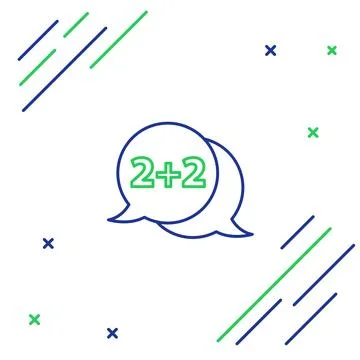 Line Math system of equation solution on speech bubble icon isolated on white 스톡 일러스트