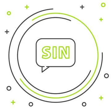 Line Mathematics function sine icon isolated on white background. Colorful Stock Illustration