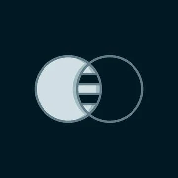 Line Mathematics sets A and B icon isolated on black background. Symmetric .. Stock Illustration