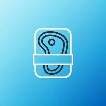 Line Meat packaging steak icon isolated on blue background. Fresh meat beef.. イラスト素材