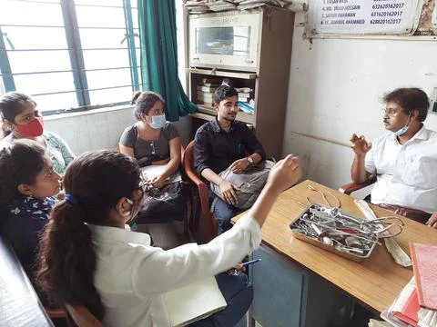 Off line medical class started in small group Stock Photos