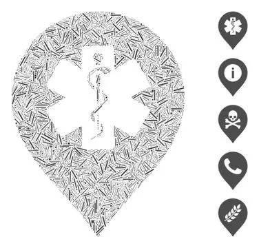 Line Medicine Marker Icon Vector Collage 스톡 일러스트