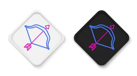 Line Medieval bow and arrow icon isolated on white background. Medieval weapo Stock Illustration