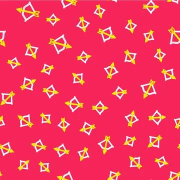 Line Medieval bow and arrow icon isolated seamless pattern on red backgroun.. Stock Illustration
