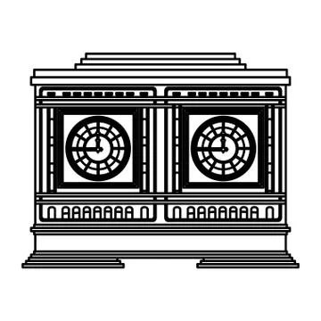 Line medieval clock object structure design Stock Illustration