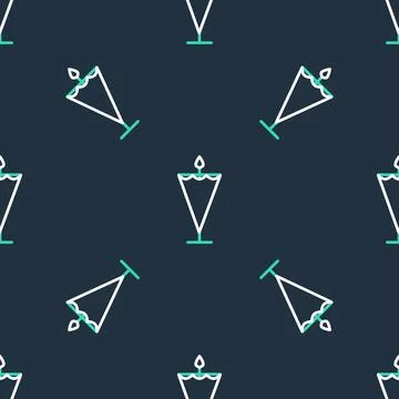 Line Medieval flag icon isolated seamless pattern on black background. Country Stock Illustration
