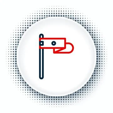 Line Medieval flag icon isolated on white background. Country, state, or Stock Illustration