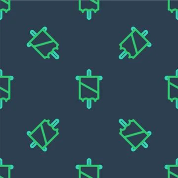 Line Medieval flag icon isolated seamless pattern on blue background. Country Stock Illustration