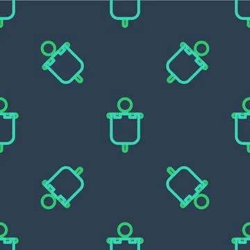 Line Medieval flag icon isolated seamless pattern on blue background. Country Stock Illustration