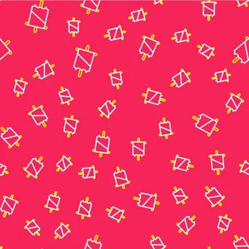 Line Medieval flag icon isolated seamless pattern on red background. Country 스톡 일러스트