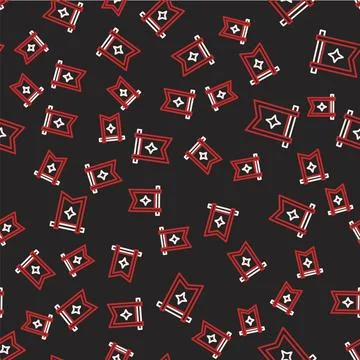 Line Medieval flag icon isolated seamless pattern on black background. Country Illustrazione stock