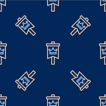 Line Medieval flag icon isolated seamless pattern on blue background. Country 스톡 일러스트