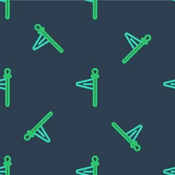Line Medieval flag icon isolated seamless pattern on blue background. Country Stock Illustration