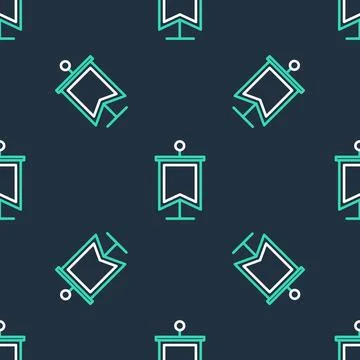 Line Medieval flag icon isolated seamless pattern on black background. Coun.. Stock Illustration