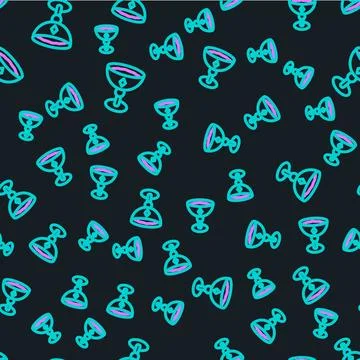 Line Medieval goblet icon isolated seamless pattern on black background. Vector Stock Illustration