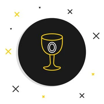 Line Medieval goblet icon isolated on white background. Holy grail. Colorfu.. Stock Illustration