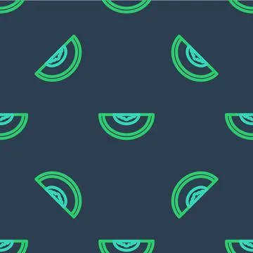 Line Melon fruit icon isolated seamless pattern on blue background. Vector Stock Illustration