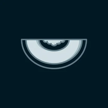 Line Melon fruit icon isolated on black background. Flat filled outline sty.. Stock Illustration