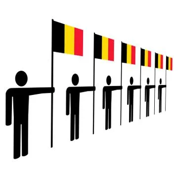 Line of men with belgian flags Stock Illustration