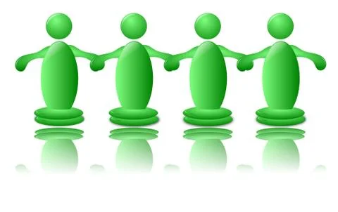A Line of Men Holding Hands Stock Illustration