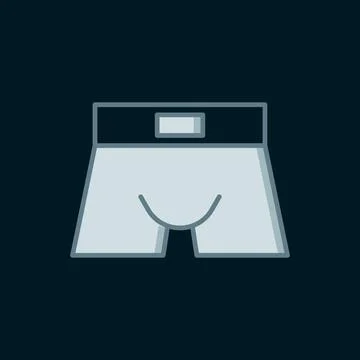 Line Men underpants icon isolated on black background. Man underwear. Flat .. Stock Illustration