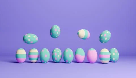 Line of messy easter eggs Stock-Illustration