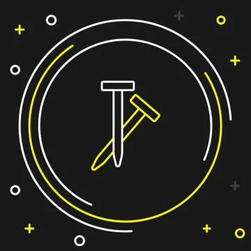 Line Metallic nails icon isolated on black background. Colorful outline conce Stock Illustration