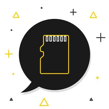 Line Micro SD memory card icon isolated on white background. Colorful outline Illustrazione stock