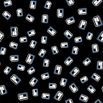 Line Micro Sim Card icon isolated seamless pattern on black background. Mobile Stock Illustration