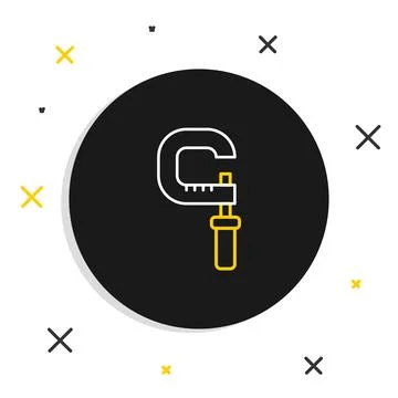 Line Micrometer icon isolated on white background. Measuring engineer tool Stock Illustration