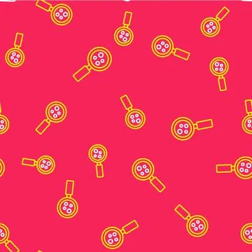Line Microorganisms under magnifier icon isolated seamless pattern on red 스톡 일러스트