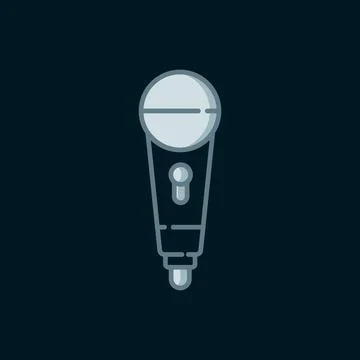 Line Microphone icon isolated on black background. On air radio mic microph.. Stock Illustration