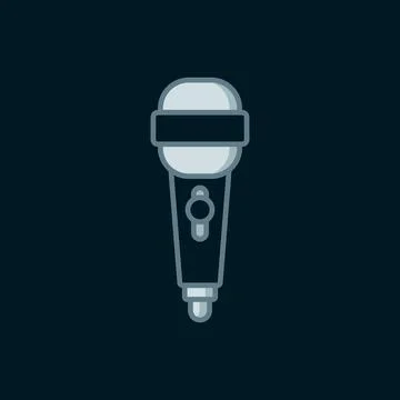 Line Microphone icon isolated on black background. On air radio mic microph.. 스톡 일러스트