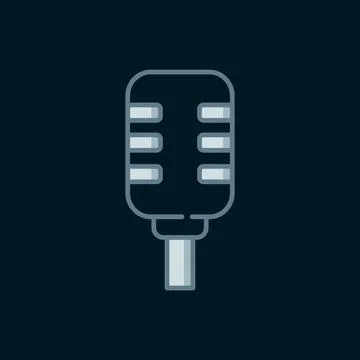 Line Microphone icon isolated on black background. On air radio mic microph.. Stock Illustration